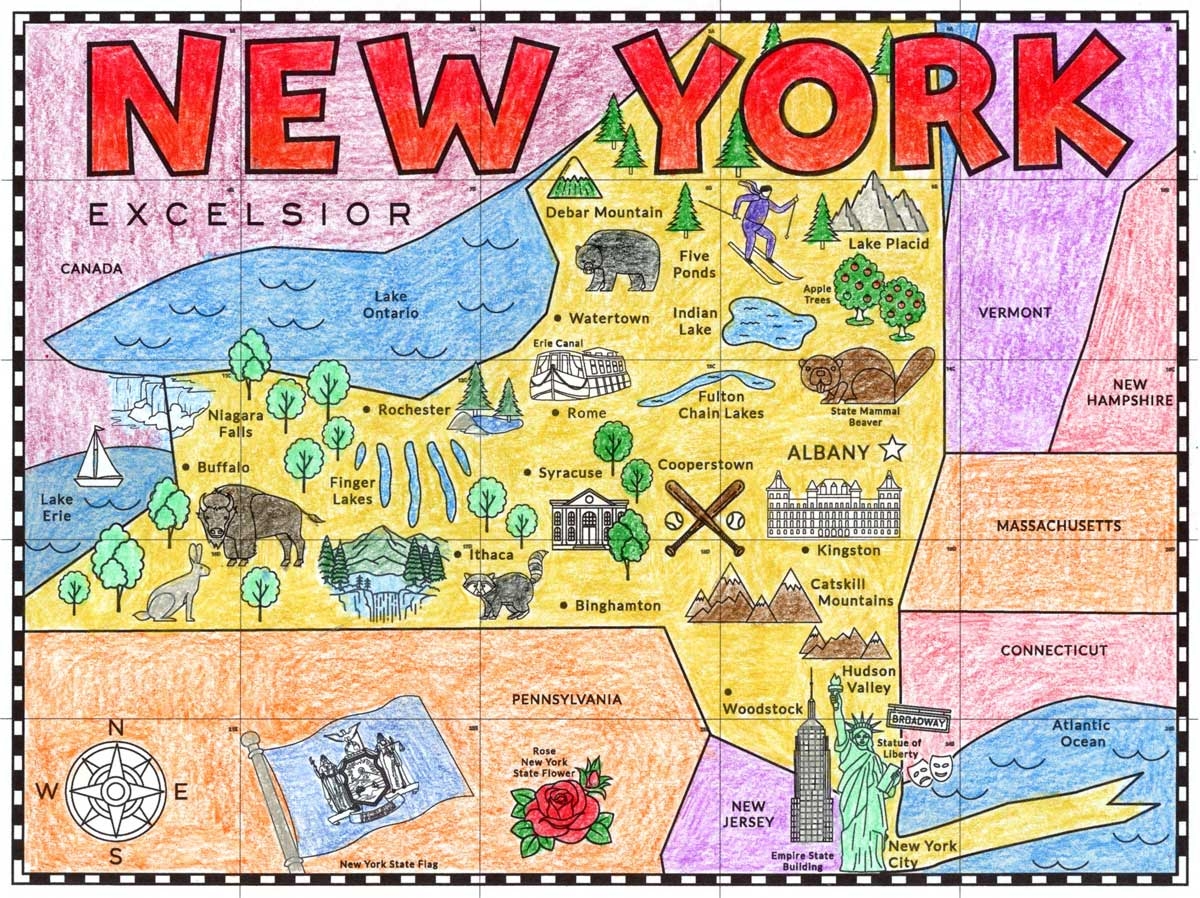 Printable Map Of New York For Kids With Landmarks To Color Printable Map Of New York For Kids With Landmarks To Color