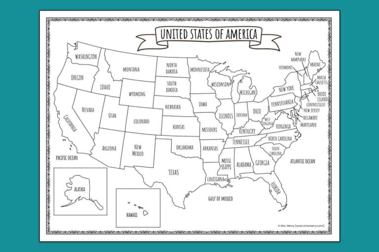 Printable Map Of The United States Mrs Merry Worksheets Library