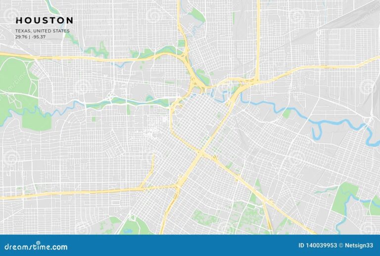Printable Street Map Of Houston Texas Stock Vector Illustration 