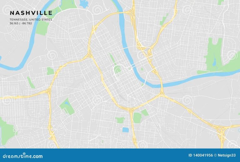 Printable Street Map Of Nashville Tennessee Stock Vector Illustration Of Style Classic 140041956