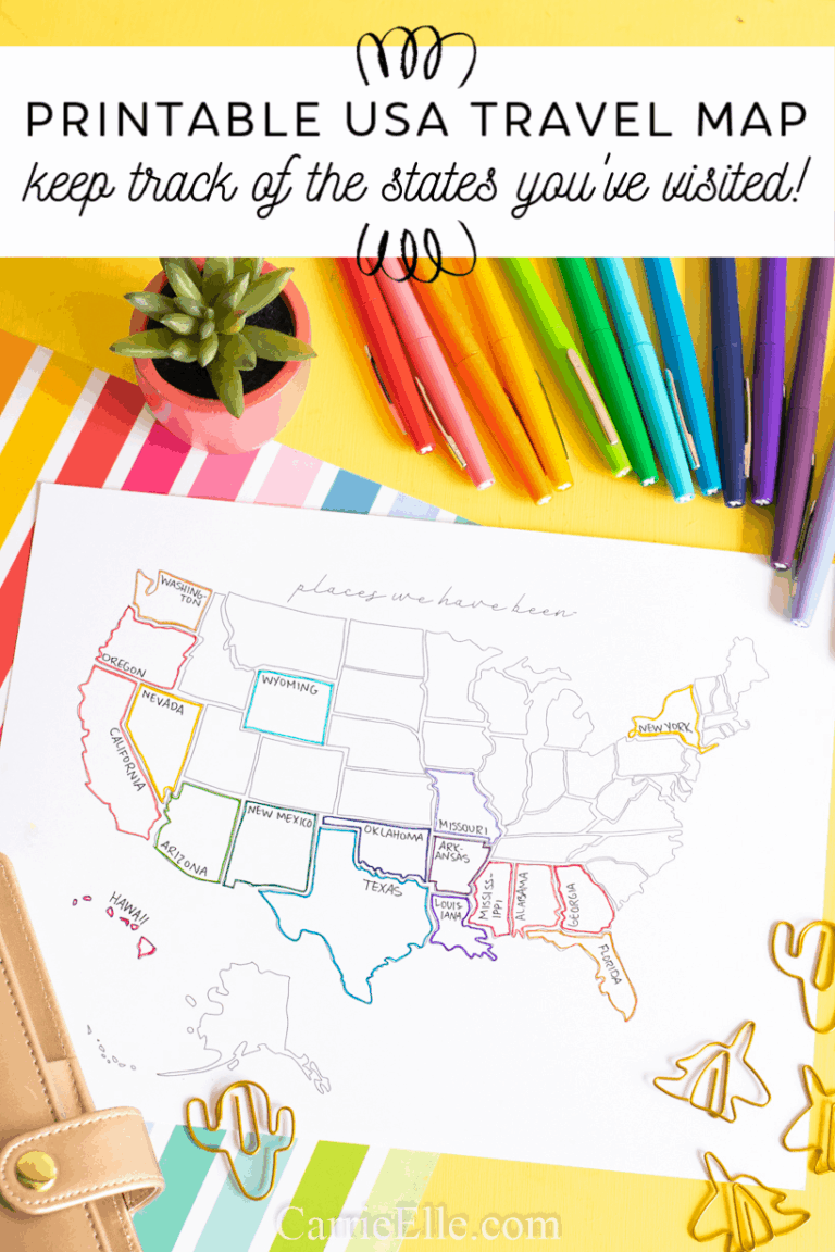 Printable USA Travel Map Carrie Elle