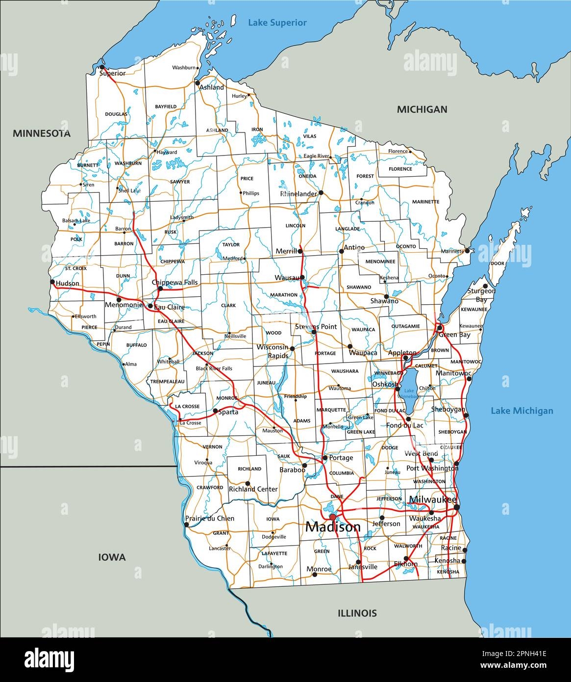 Printable Wisconsin Maps State Outline County Cities Worksheets Library