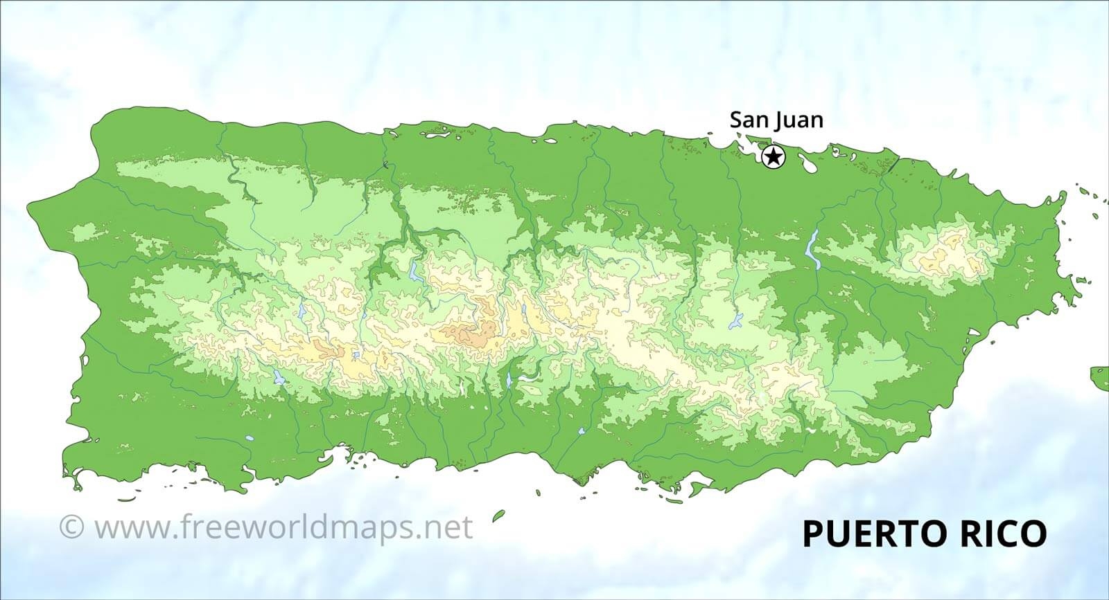 Puerto Rico Physical Map Physical Features Of Puerto Rico Freeworldmaps Puerto Rico Physical Map Physical Features Of Puerto Rico Freeworldmaps