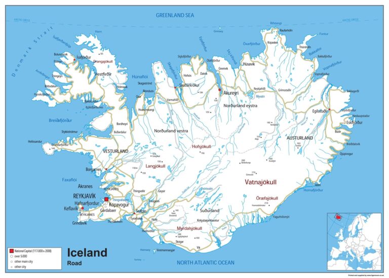 Road Map Of Iceland Size A1 59 4 X 84 1cm Paper Laminated Amazon co uk Stationery U0026 Office Supplies