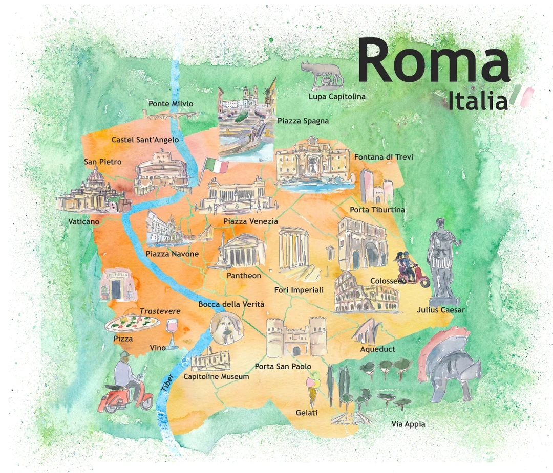 Rome Italy Illustrated Travel Poster Favorite Map Tourist Highlights Etsy UK Rome Italy Illustrated Travel Poster Favorite Map Tourist Highlights Etsy UK