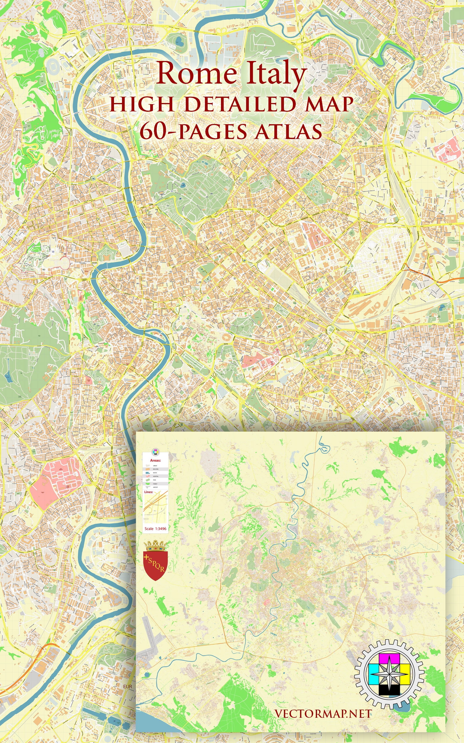 Rome Italy Tourist Map Multi page Atlas Contains 60 Pages Vector PDF