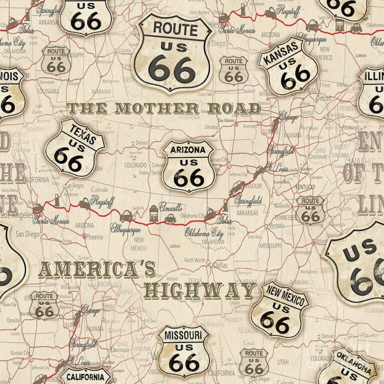 Route 66 Map JP3960 By Jean Plout