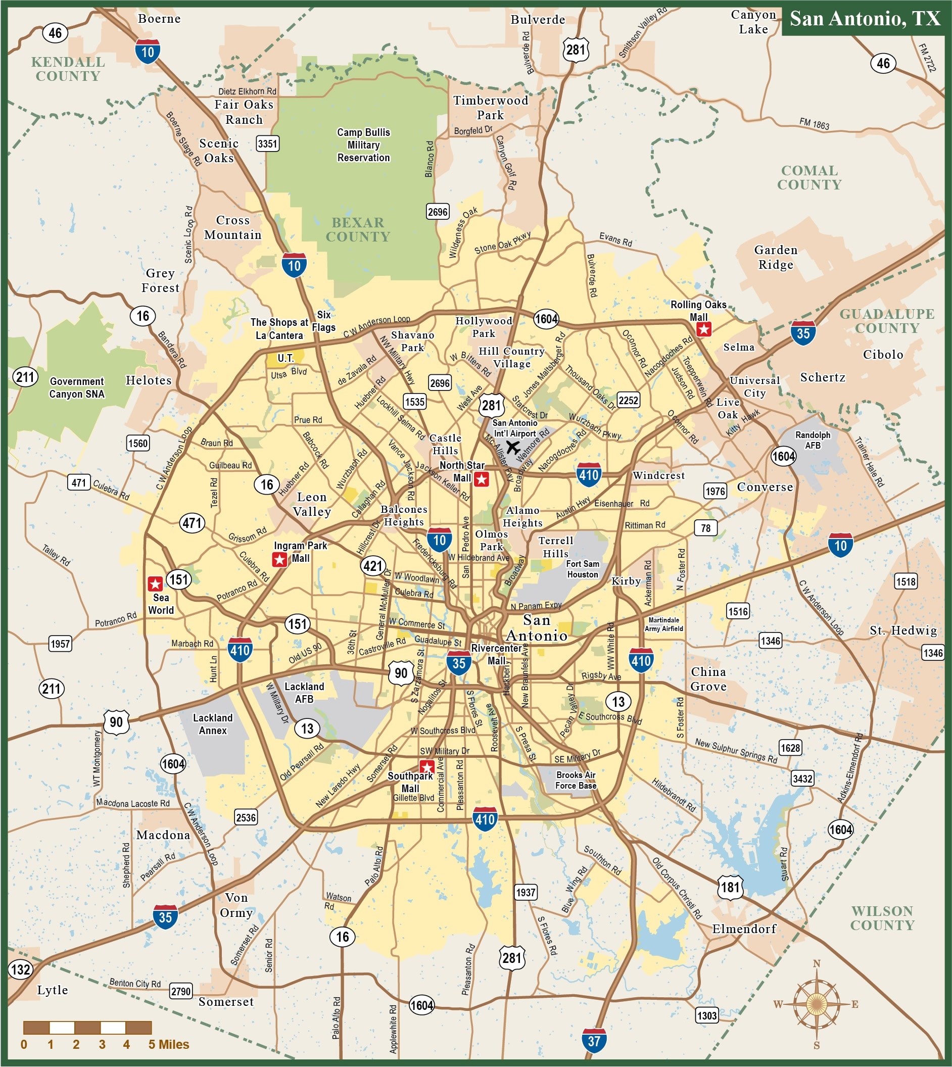 San Antonio Metro Map Digital Vector Creative Force