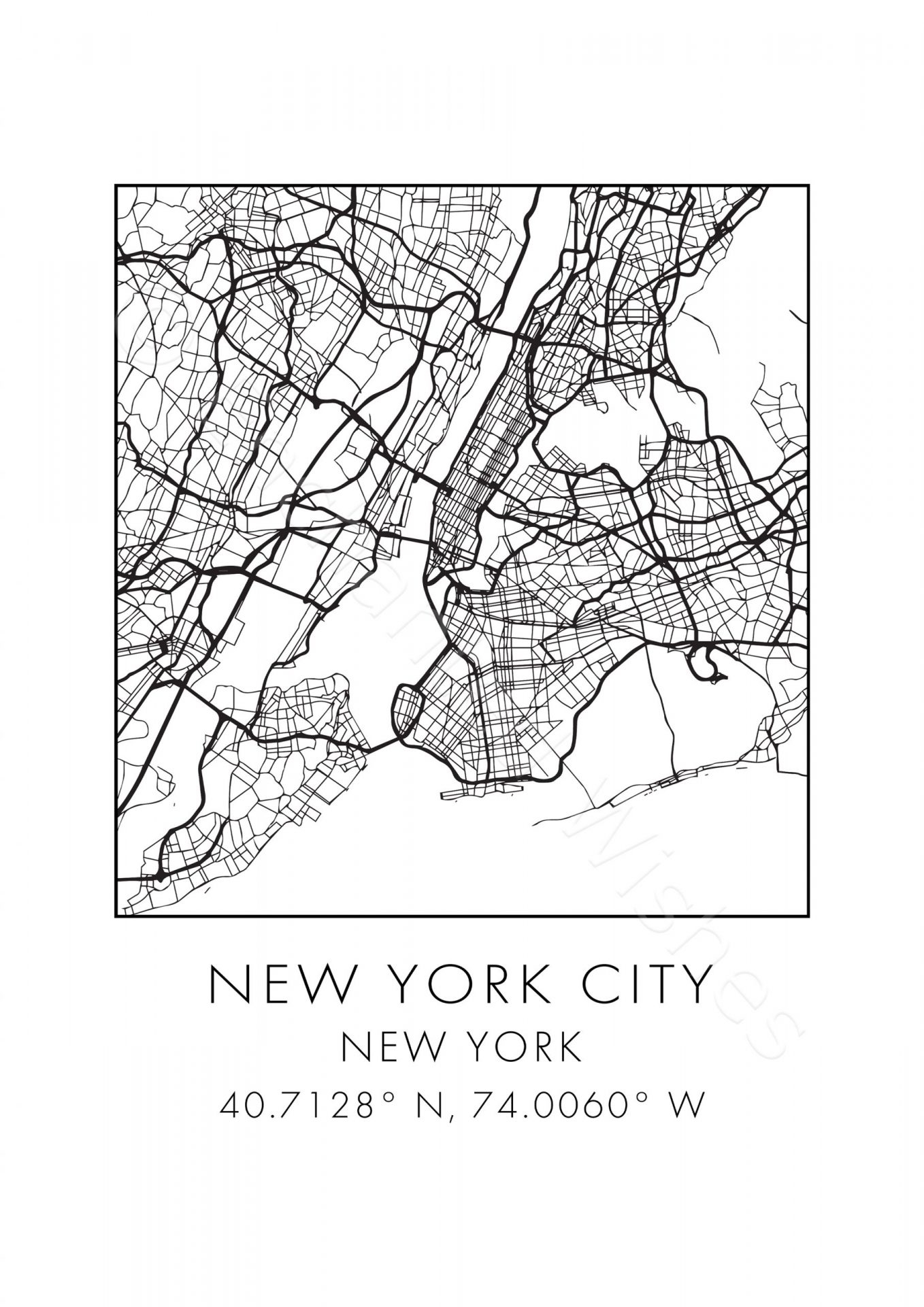 Set Of 2 New York City Map Landmarks Printable Prints Wall Art Printable Prints