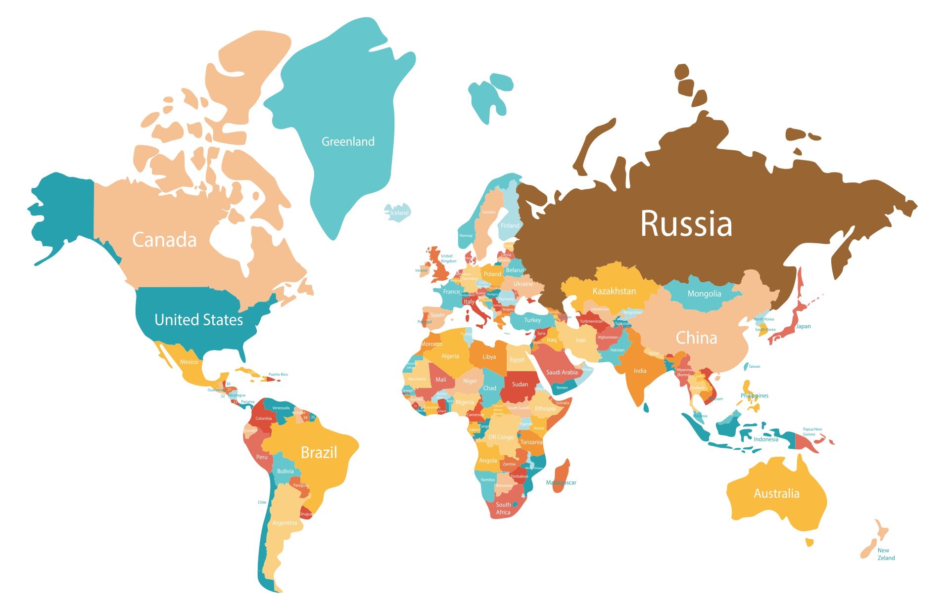 Printable Labeled World Map