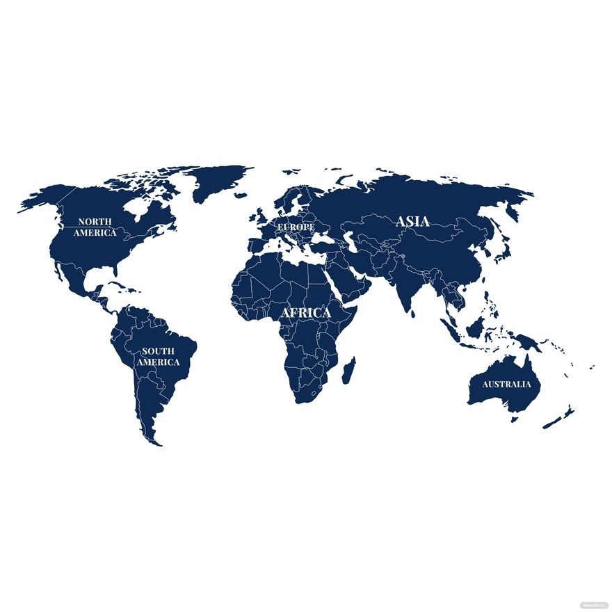 Single Color World Map Vector In Illustrator SVG JPG EPS PNG Download Template
