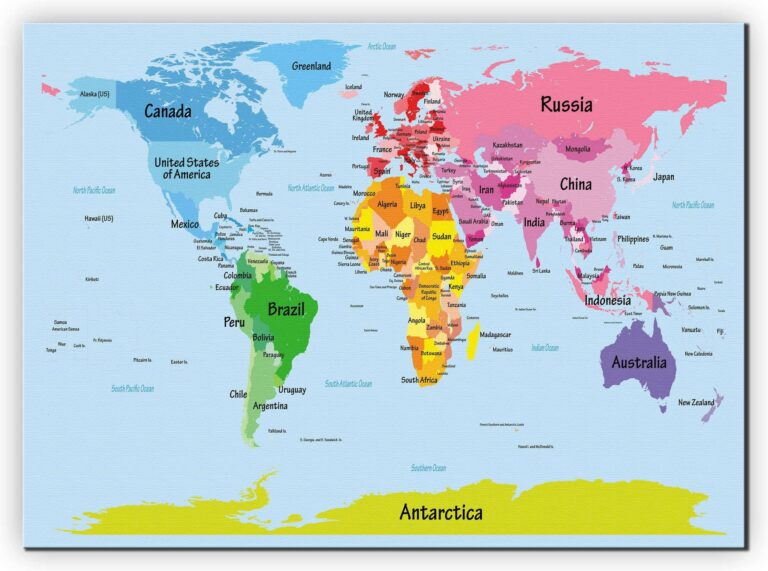 Small Kids Big Text Map Of The World Canvas 