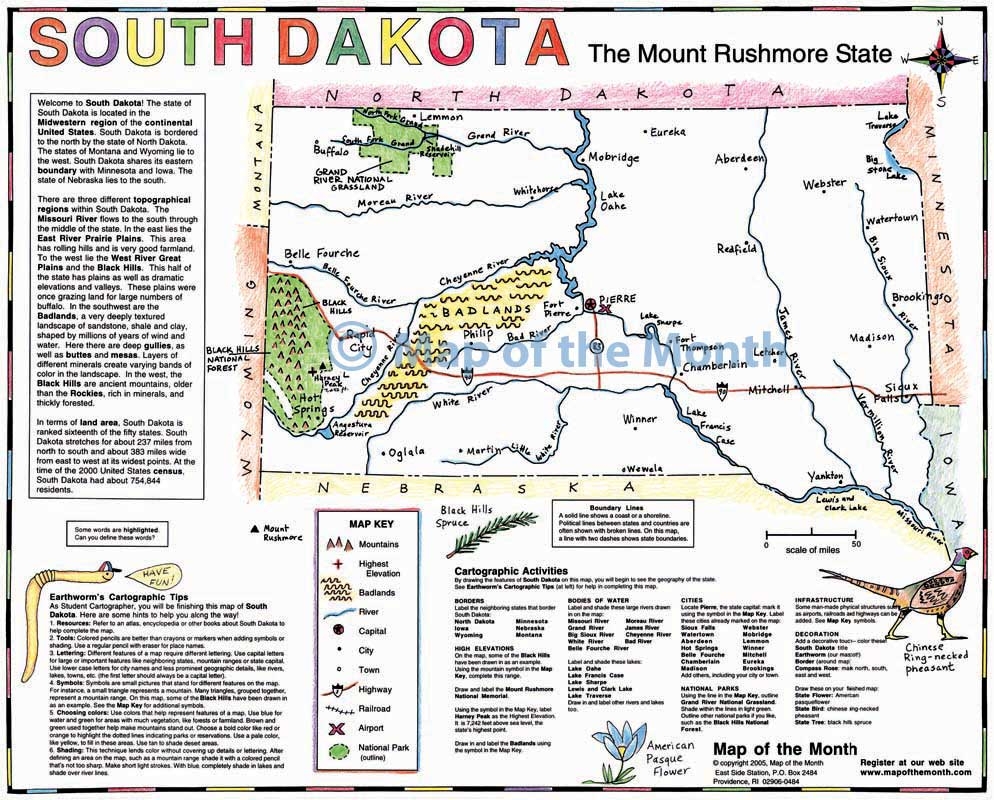 South Dakota Printable Map