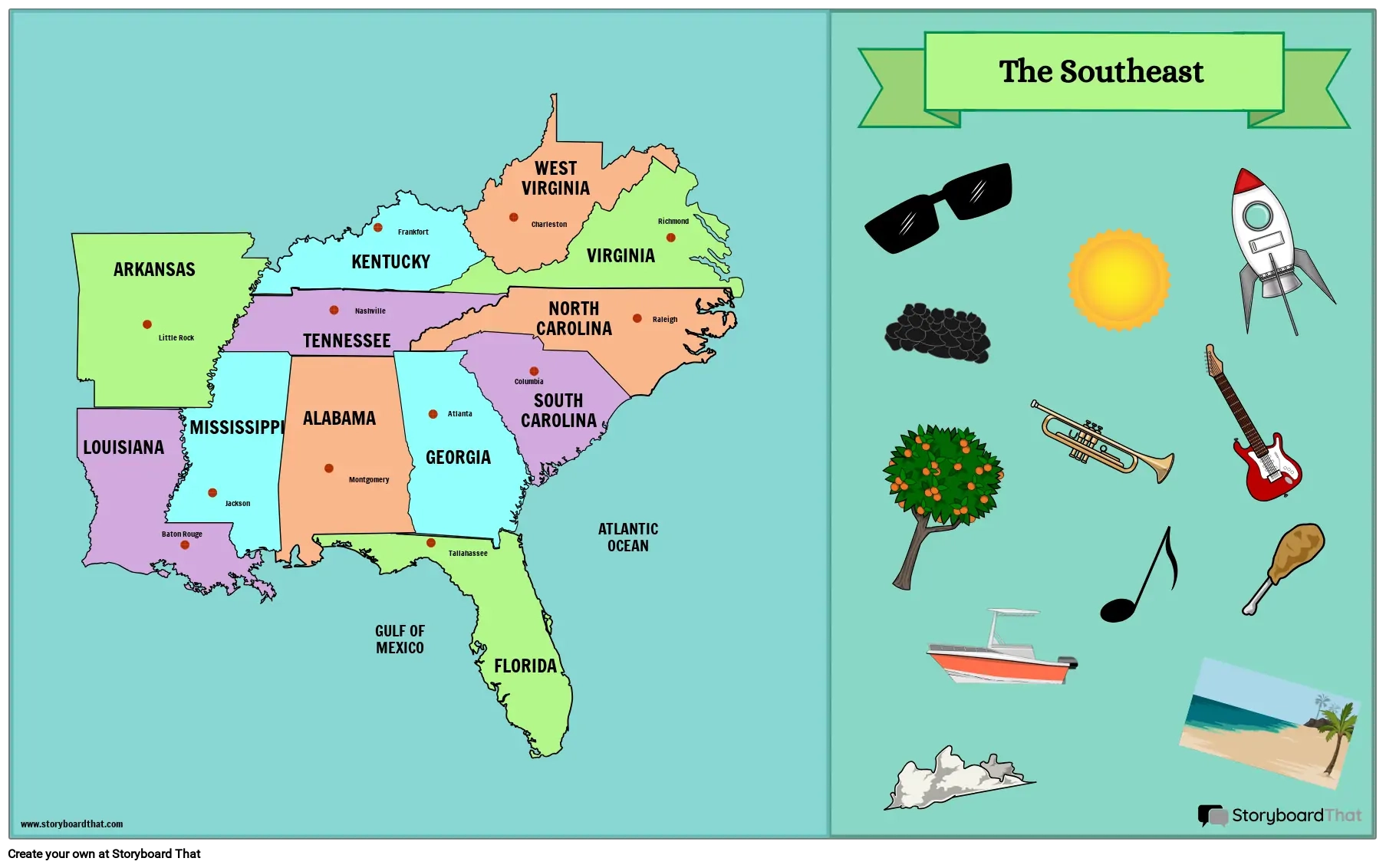 Southeast Region Geography Map Activity