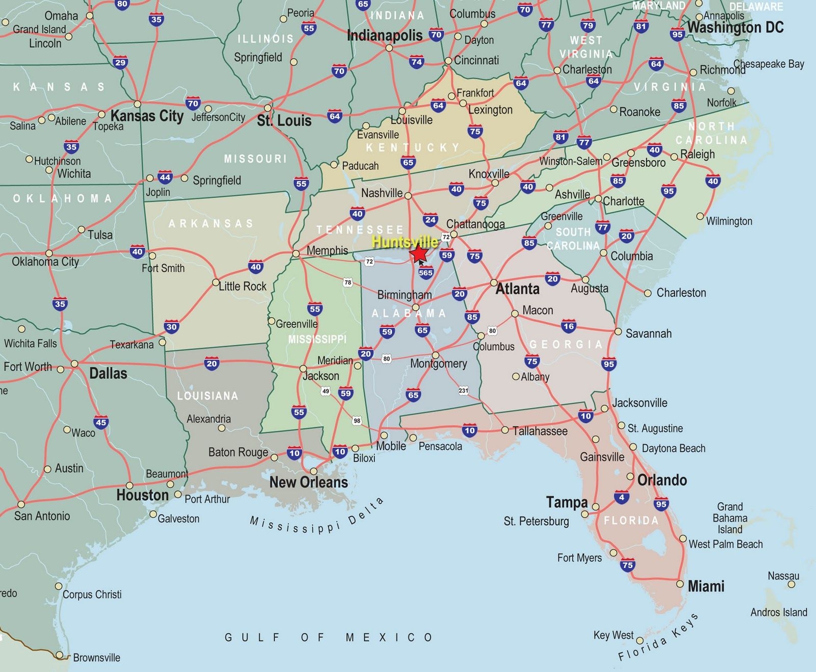 Printable Map Of Southeastern United States