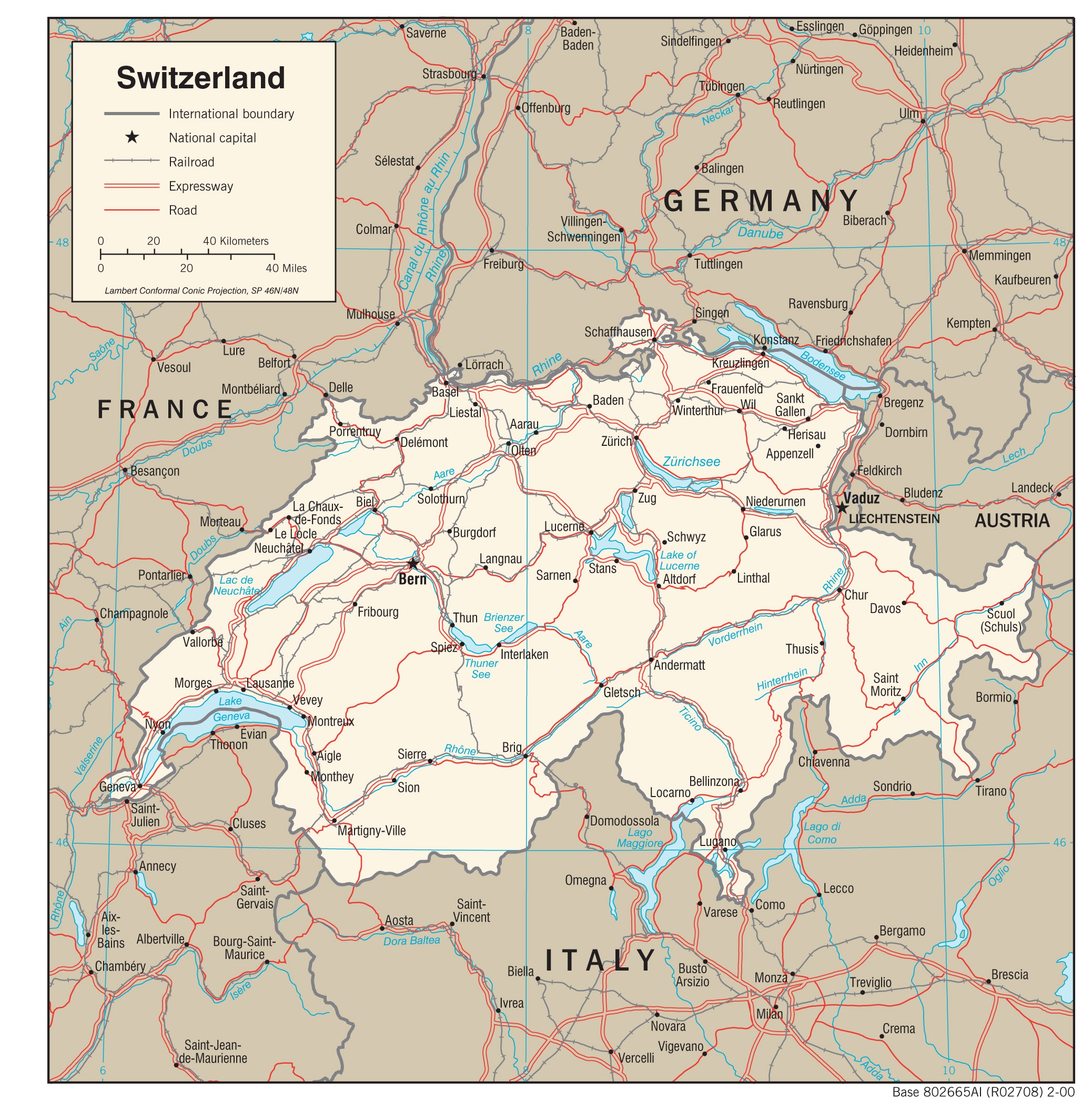 Printable Map Of Switzerland