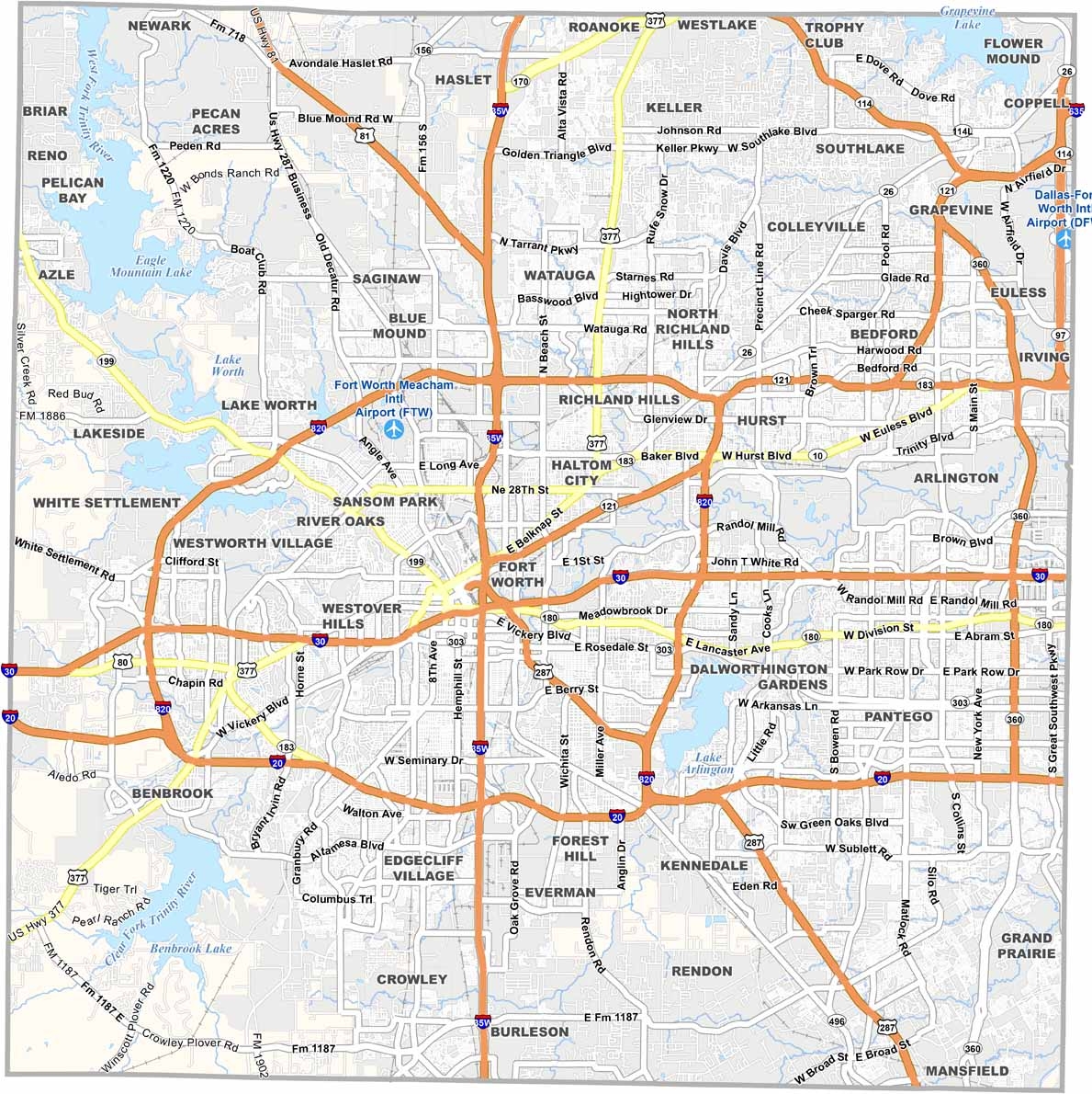 Tarrant County Map Texas US County Maps