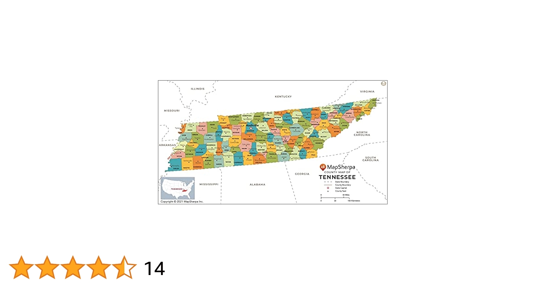 Tennessee Counties Map Standard 36