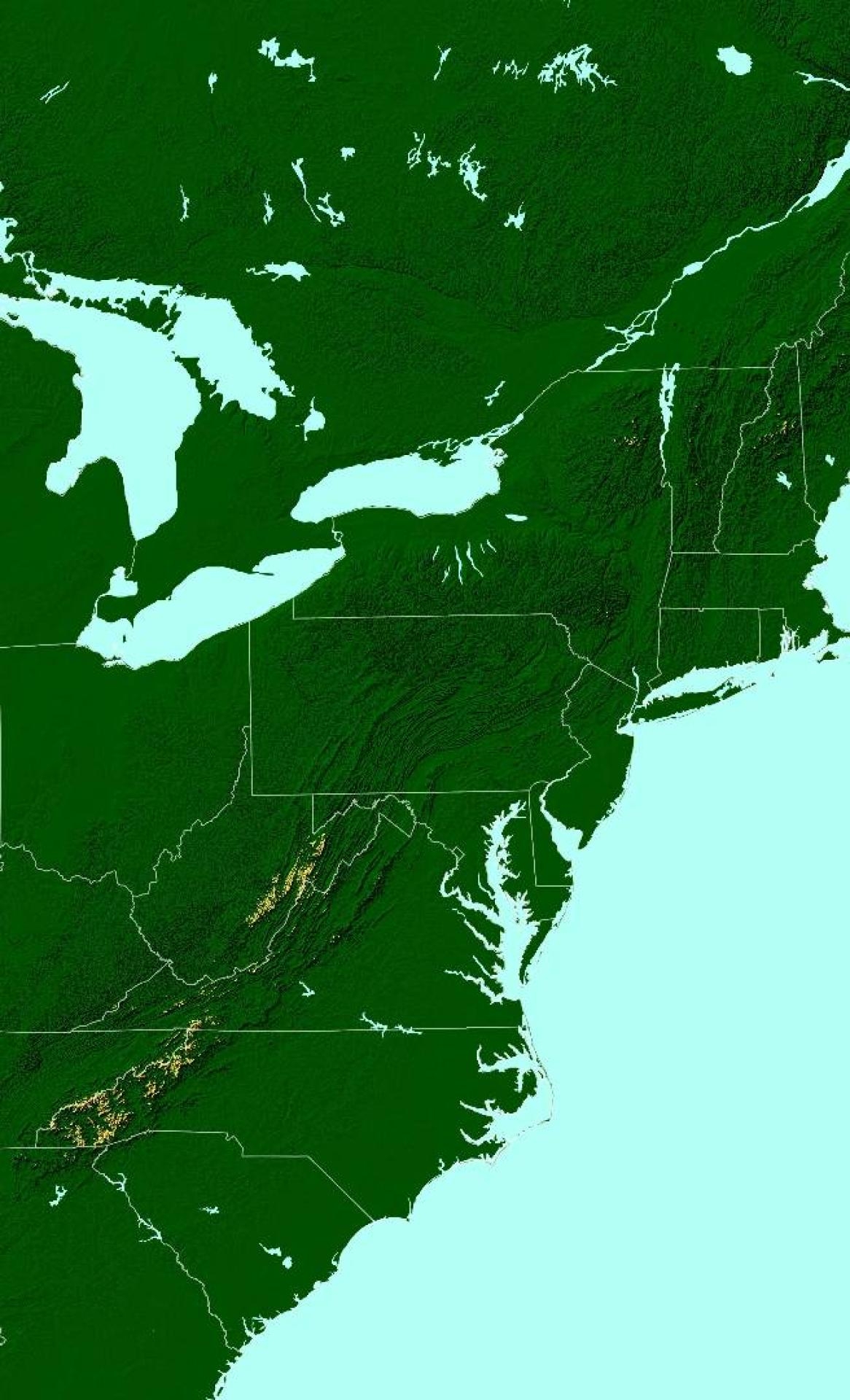 Terrain Map Lands Above 3 500 Feet On The East Coast Andy Arthur