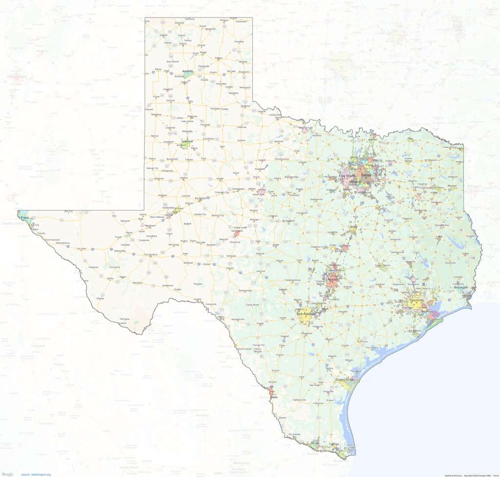 Texas City Limits Shown On Google Maps