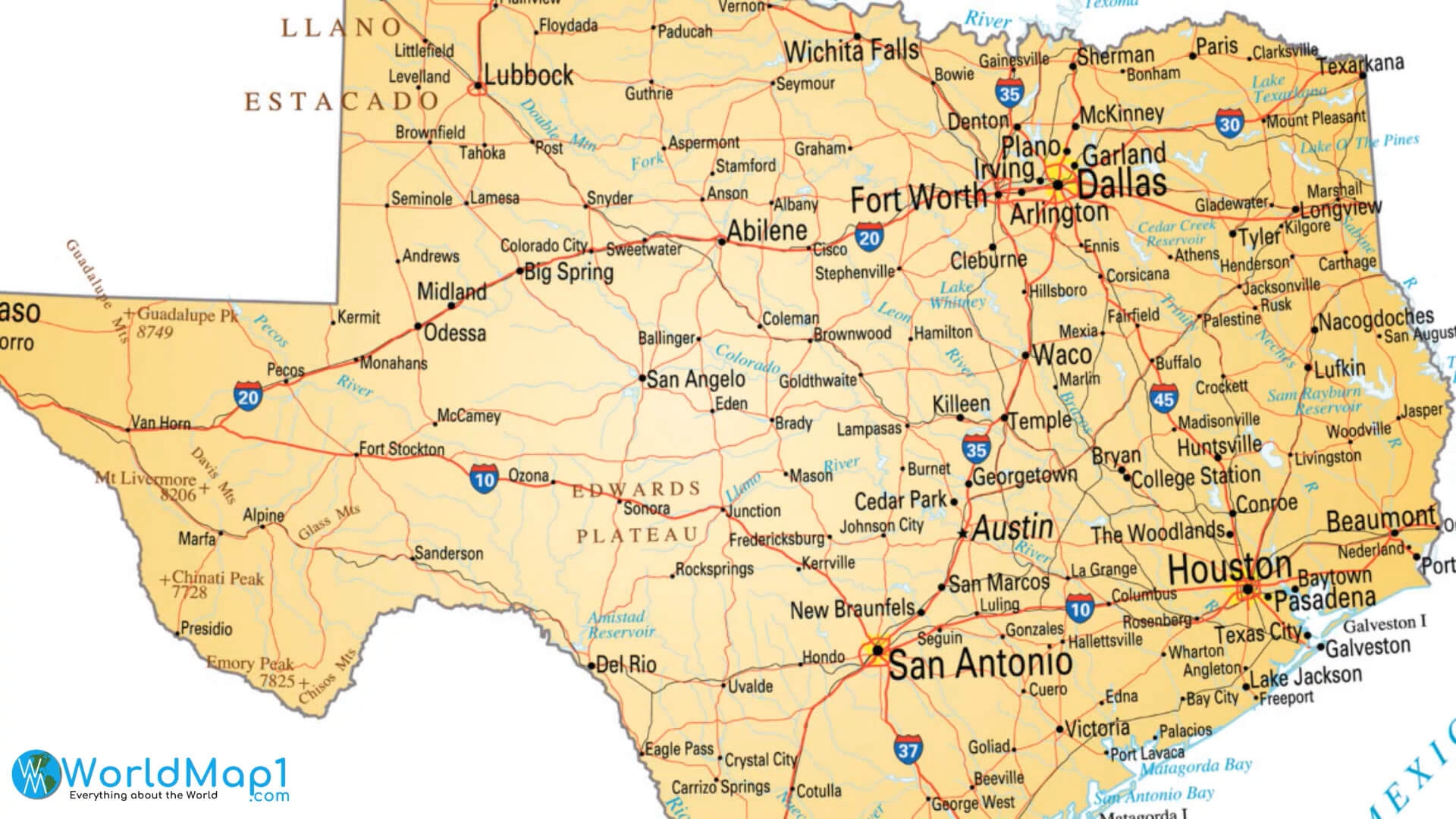 Texas Free Printable Map