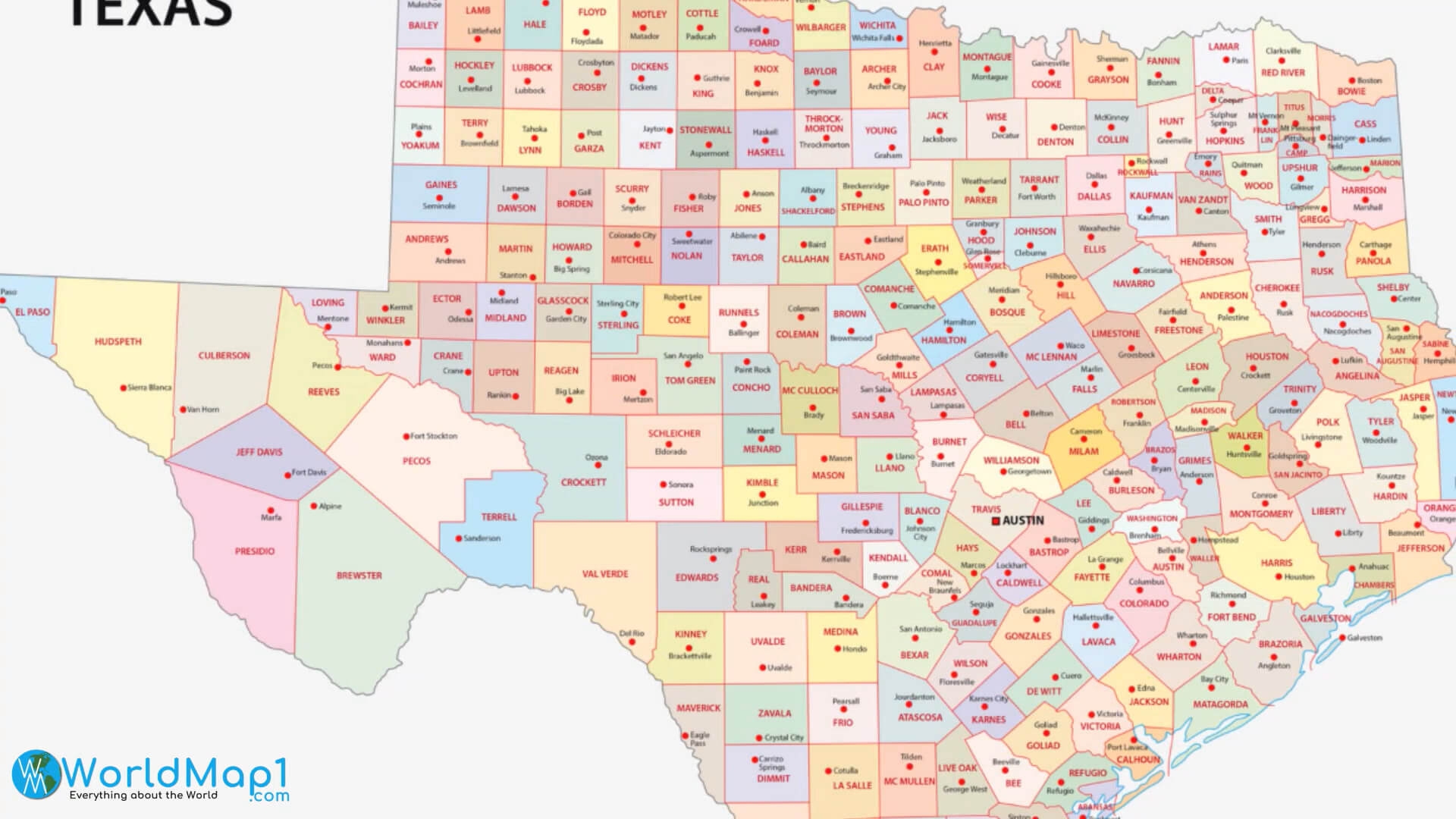 Texas Free Printable Map