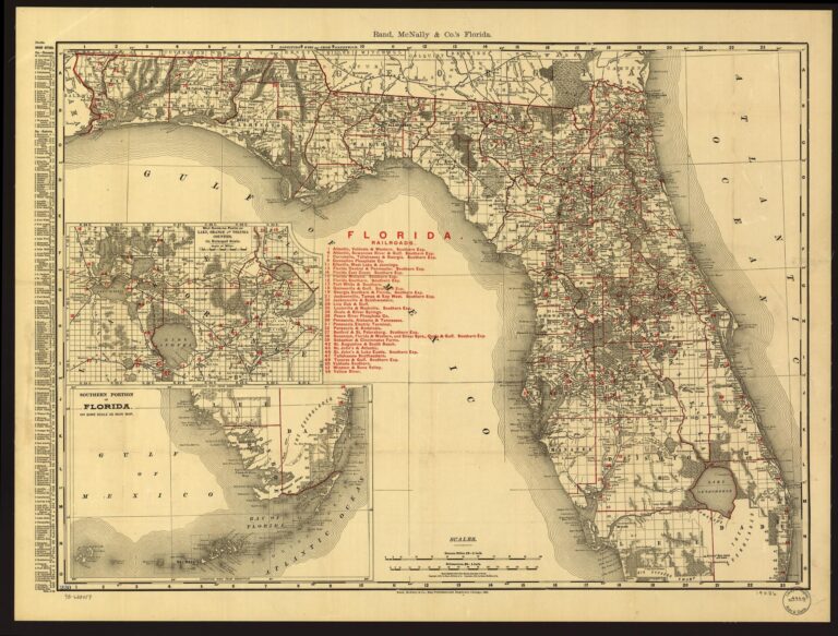 The Rand McNally Indexed County And Township Pocket Map And Shippers Guide Of Florida Showing All Railroads Cities Towns Villages Post Offices Lakes Rivers Etc Library Of Congress