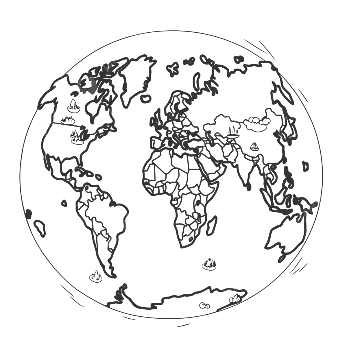 The World Coloring Printable With Map Outline Sketch Drawing Vector Wing Drawing World Drawing Ring Drawing PNG And Vector With Transparent Background For Free Download
