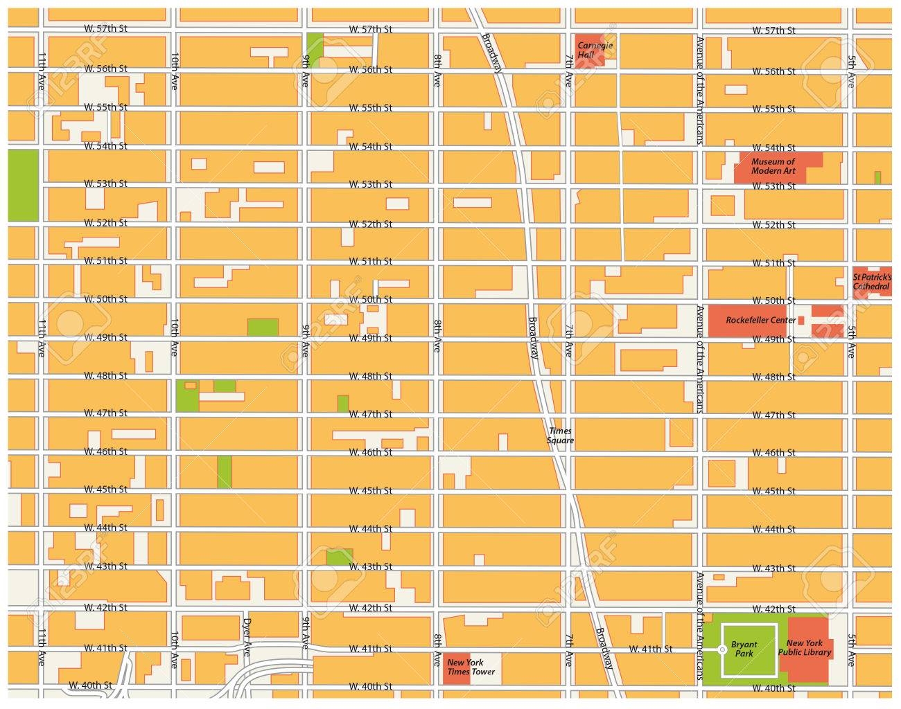 Theater District Map Midtown Manhattan New York City Royalty Free SVG Cliparts Vectors And Stock Illustration Image 55617394 