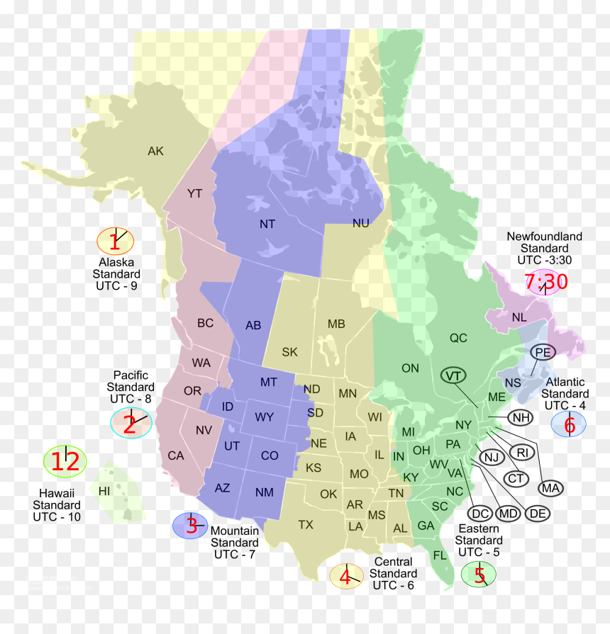 Time Zone Map Usa Canada HD Png Download Vhv