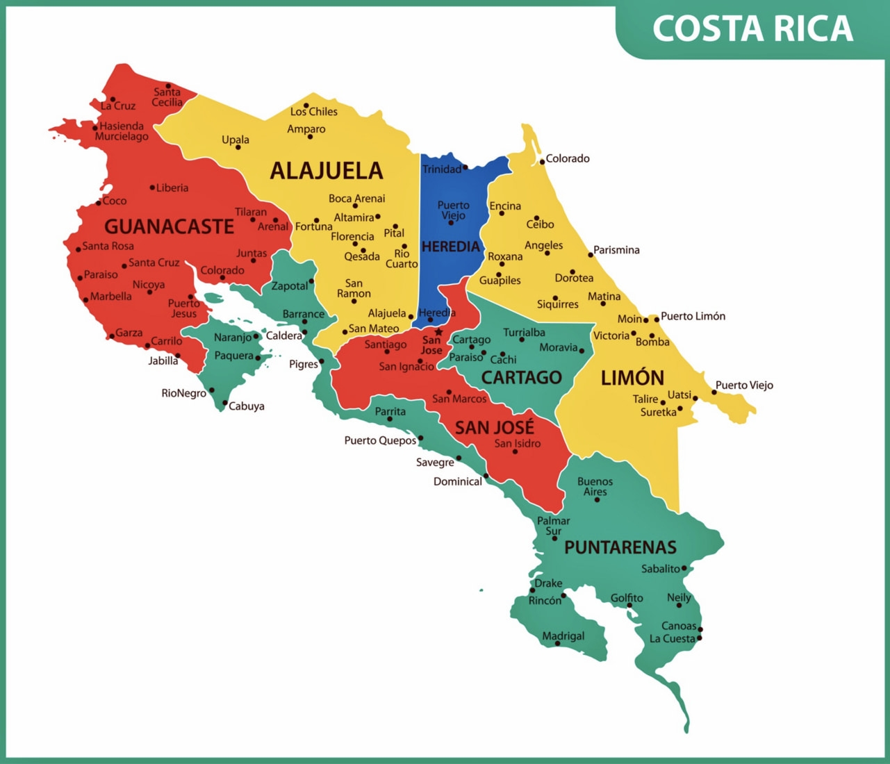 Printable Map Costa Rica Printable Map Costa Rica