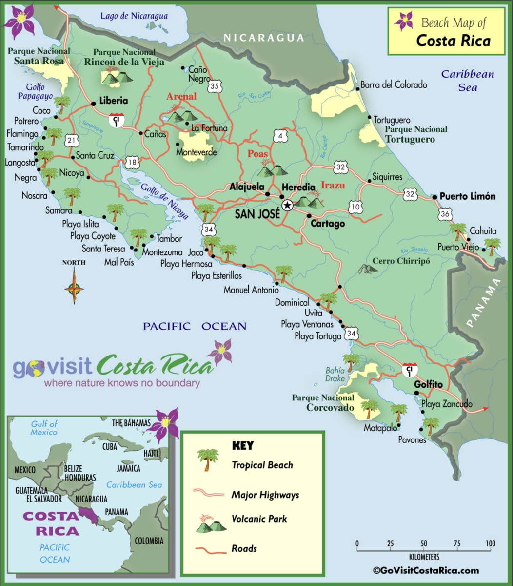 Tourist Maps Of Costa Rica Beaches Cities U0026 More