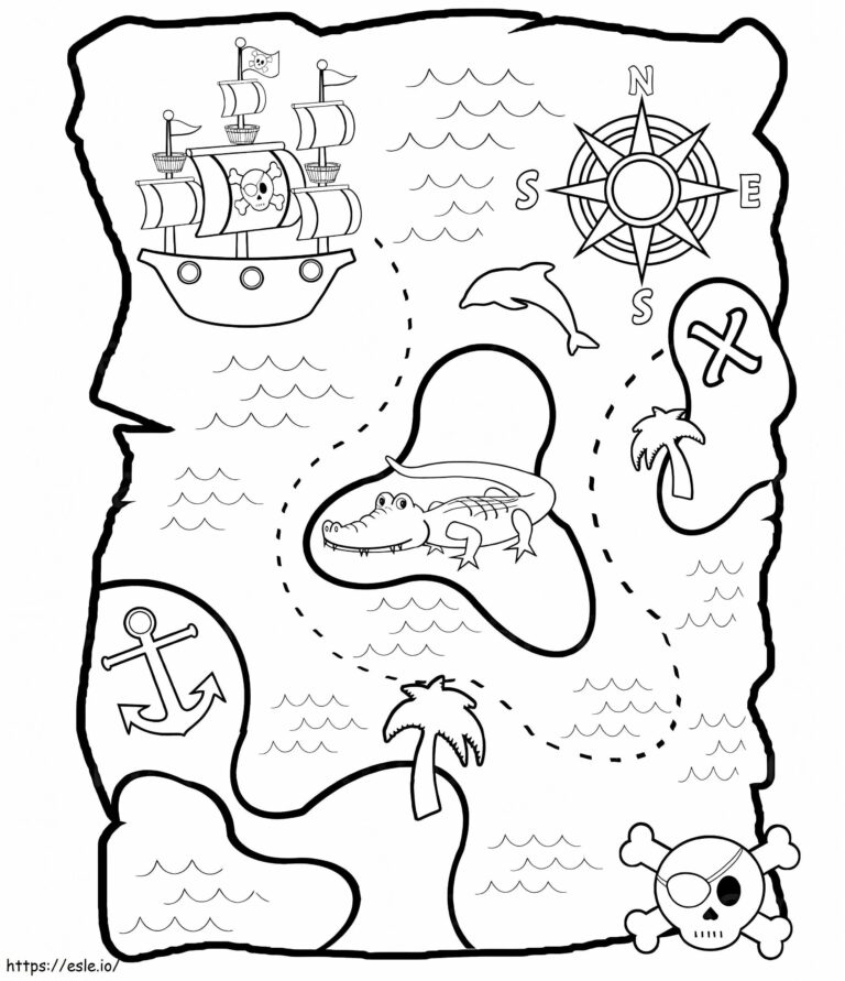 Treasure Map Free Printable Coloring Page