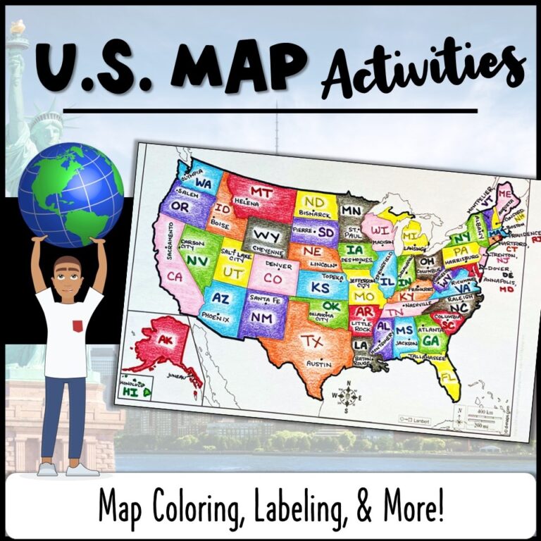 U S Map Coloring Activities States U0026 Capitals Physical Features 5 Regions Tony The Tourist