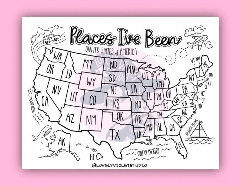 U S Map Coloring Page Digital Download 