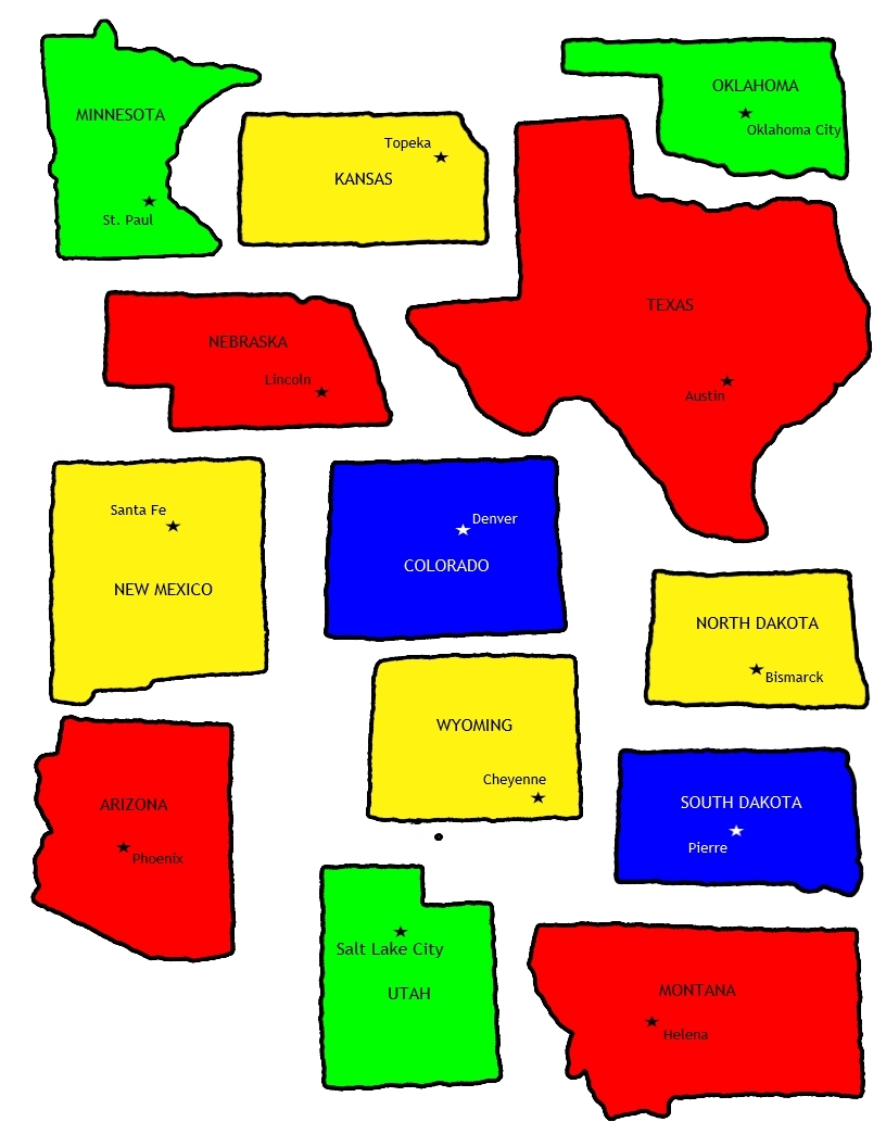 Us States Map Printable