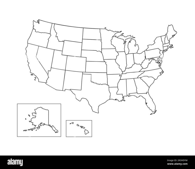 United States Of America Political Map Simple Outline Vector Illustration Blank Template For Design Educational Purposes Stock Vector Image U0026 Art Alamy
