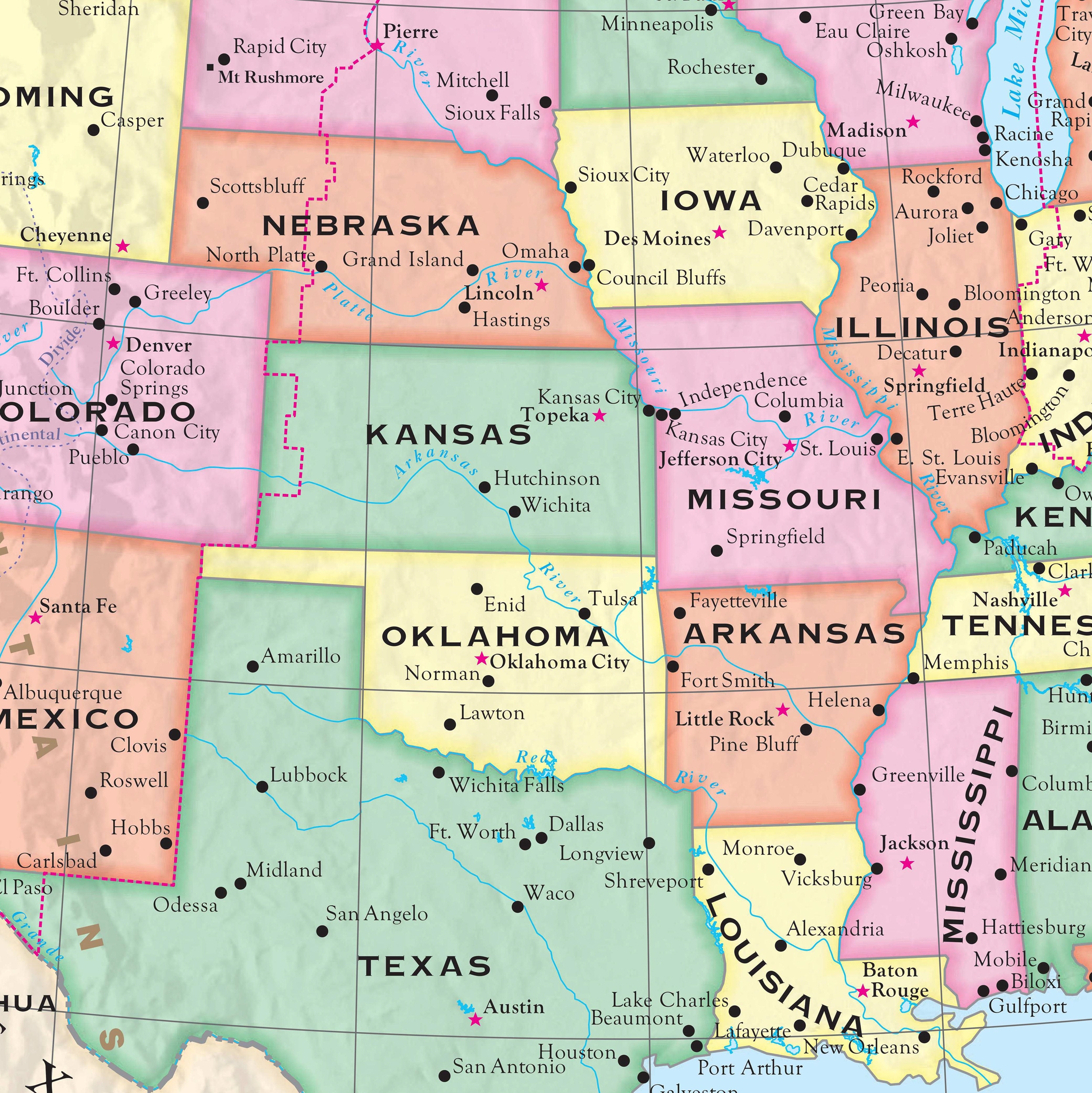 United States Simple Wall Map By Kappa The Map Shop