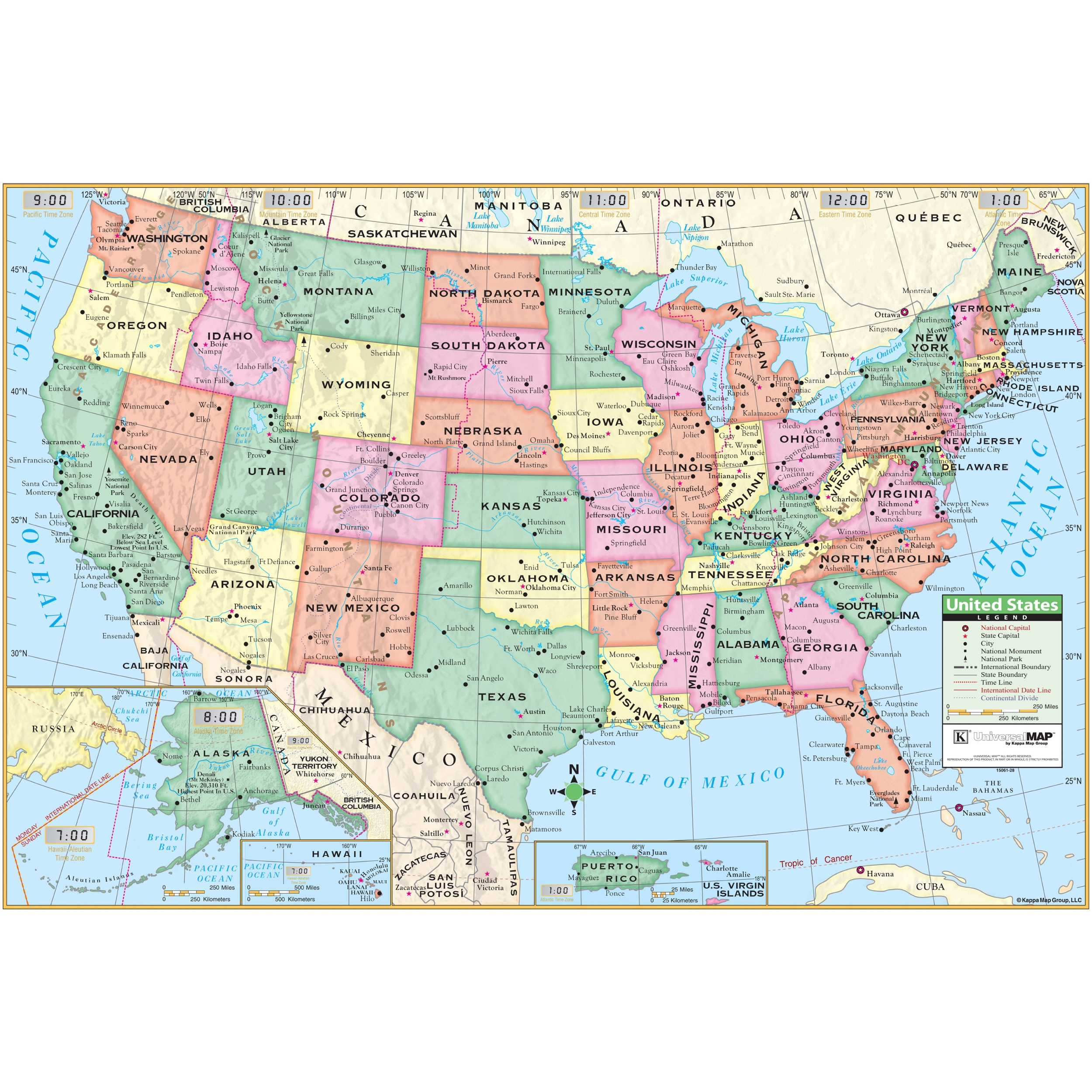 United States Simple Wall Map By Kappa The Map Shop