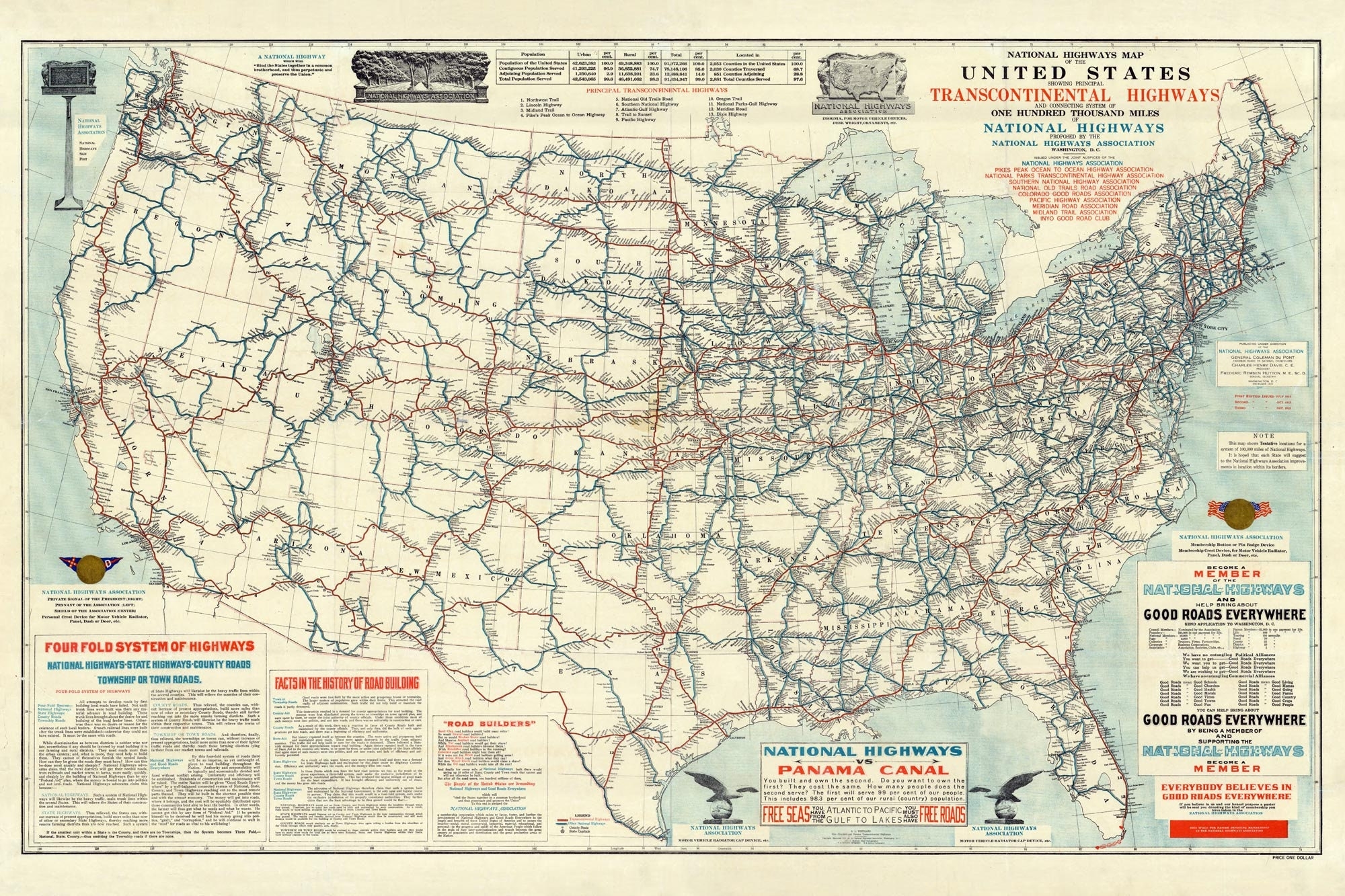 US Map 1915 Vintage Road Map Of United States In High Resolution Worksheets Library