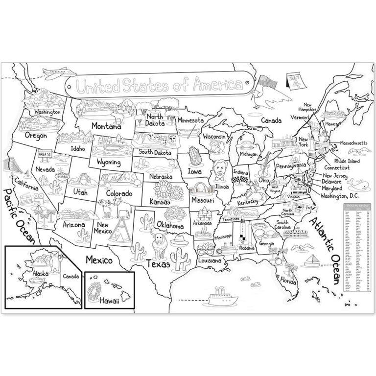 US Map Coloring Poster 35x52