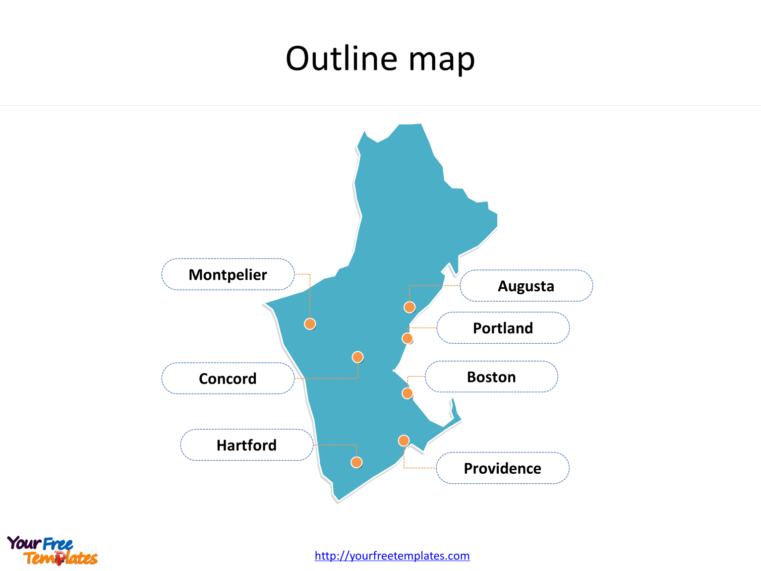US New England Map Free PowerPoint Template US New England Map Free PowerPoint Template
