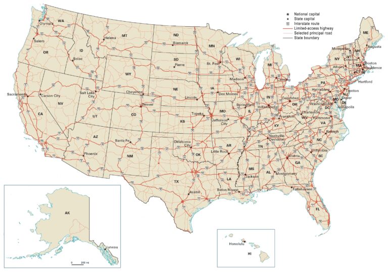 US Road Map Interstate Highways In The United States GIS 