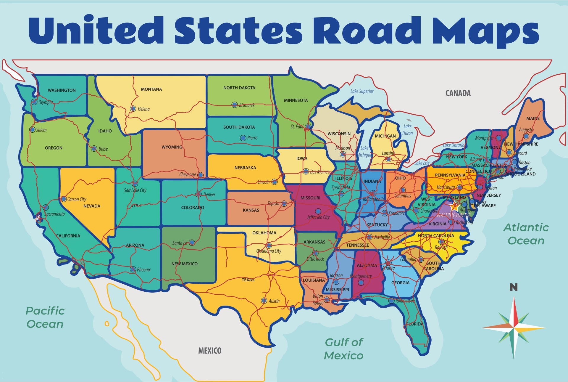 US Road Maps 10 Free PDF Printables Printablee