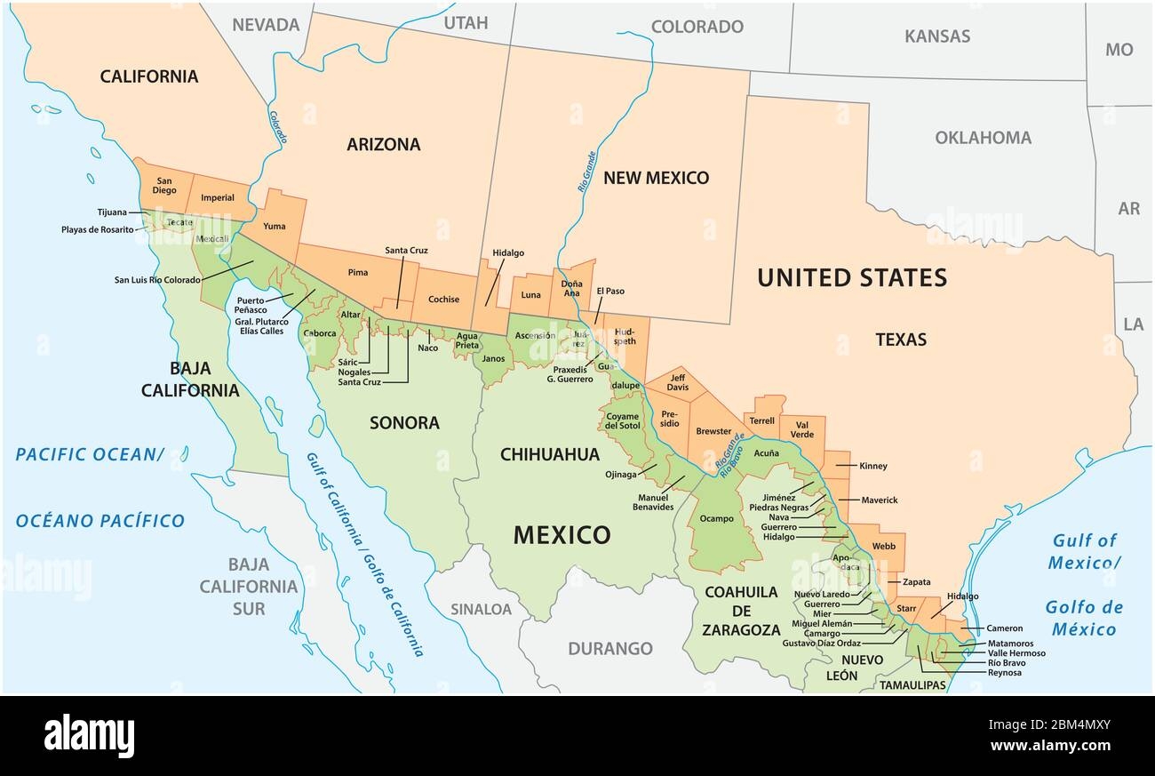 Usa Border Map Mexico Hi res Stock Photography And Images Alamy