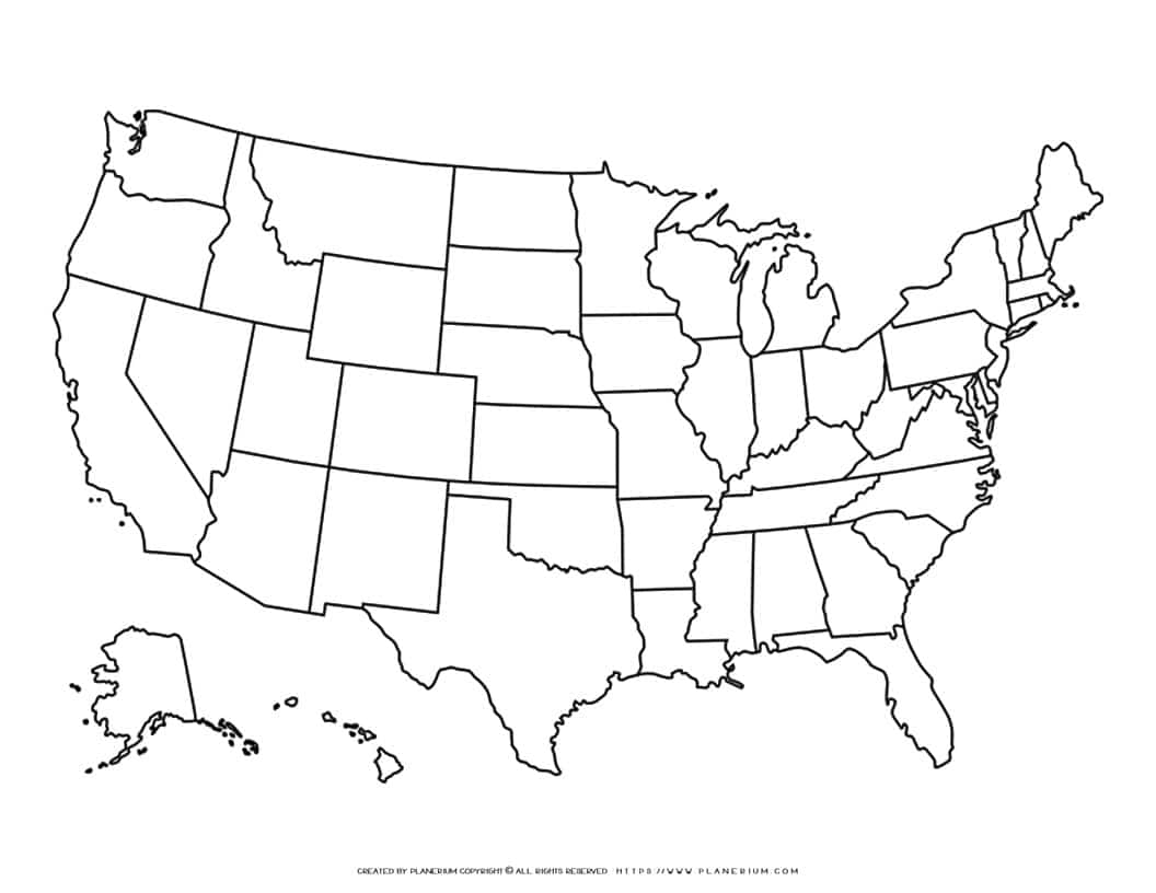 USA Map Coloring Page Planerium
