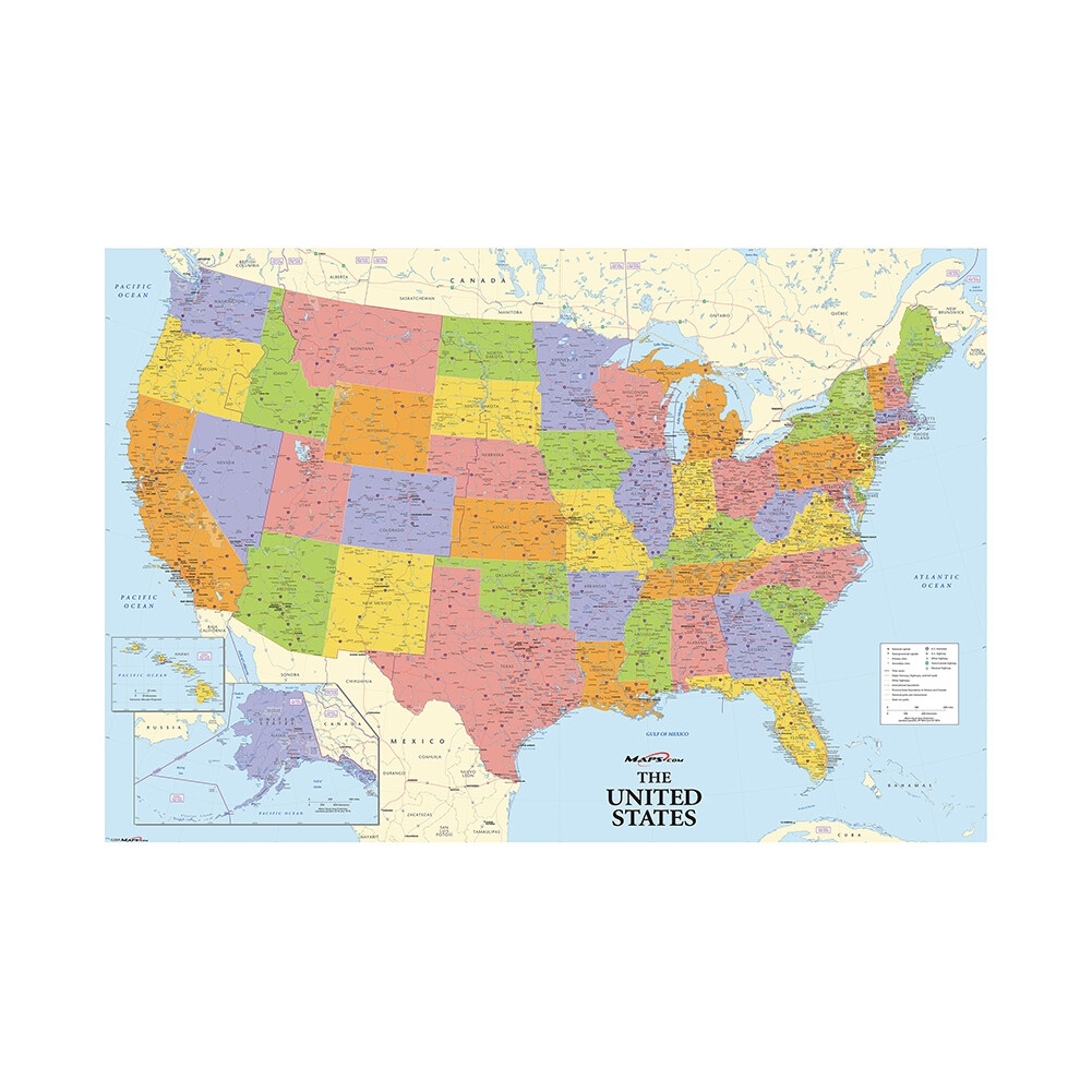 USA MAP Print 36 24inch EBay
