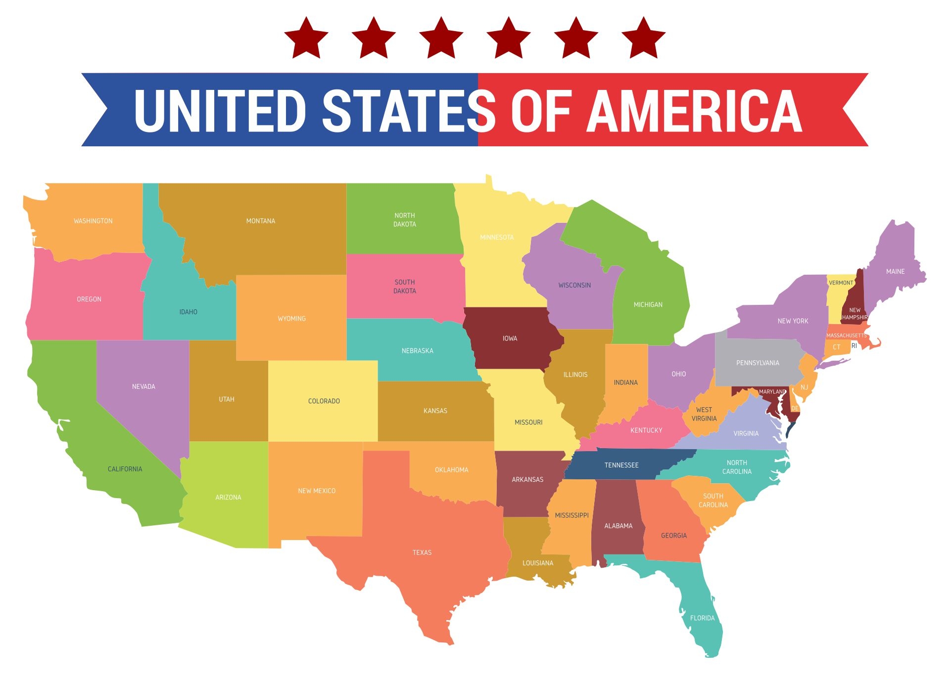 USA Maps United States Colored 10 Free PDF Printables Printablee