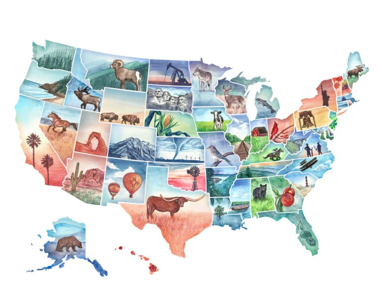 USA Picture Map Print digital Download Etsy