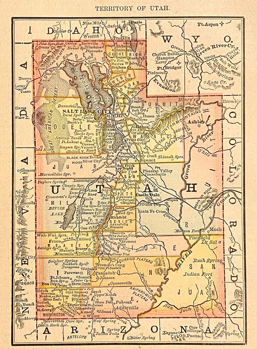 UTAH TERRITORY Original 1884 Map Rand McNally U0026 Co 6 X9 1 2 UTAH TERRITORY Original 1884 Map Rand McNally U0026 Co 6 X9 1 2